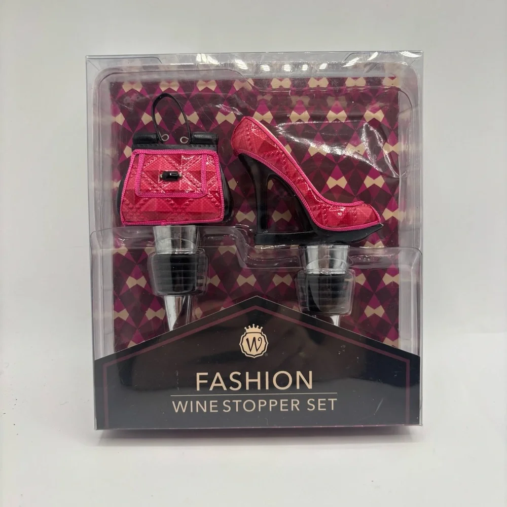 Fashion Wine Stopper Set - Hot Pink Shoe & Handbag